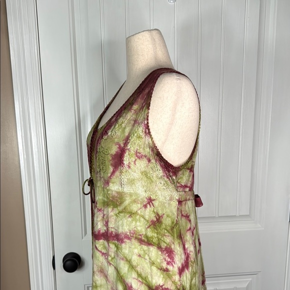 l POGEE Asymmetrical Tie-Dye Dress - Green Sz Large - Picture 6 of 15